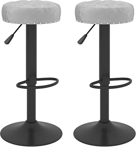 vidaXL 2X Barhocker Drehbar Höhenverstellbar Küchenhocker Barstuhl Tresenhocker Thekenhocker Tresenstuhl Bistrohocker Bar Stuhl Hocker Grau Samt