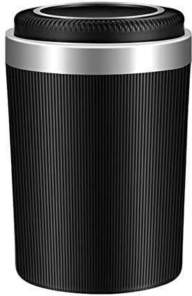 D09CS Auto Aschenbecher mit blauer LED Beleuchtung und automatischem Deckel – KFZ Aschenbecher für Auto, Haus und Büro, Rauchfreier LED Zigarette Aschenbecher