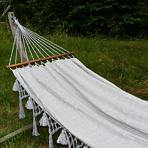 hoplo holzenplotz Single Stabhängematte Canvas HSM mit Fransen-Borte Spreizstab 100cm