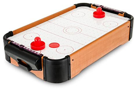 Almineez Portable Air Hockey Table top Playing Arcade Game Indoor Outdoor Family Fun Time – Ideal for Kids Adults – Battery Operated Blower – Christmas Birthday Gift