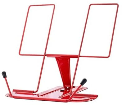 CABLEPELADO Atril de estudio | Atril para Libros | Atril de Escritorio | Soporte libros para mesa | Atril Metálico | 3 Inclinaciones | Plegable | Ligero y Compacto | 16 x 16 x 18 cm | Rojo