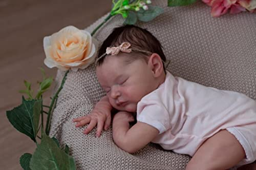 Anano Reborn Puppen Lebensecht 19 Inch Reborn Baby Mädchen Silikon Baby Kleinkindpuppen-Realistische-Geschlossene-Neugeborenes Puppe Realistische Schlafen Newborn Baby Puppe Für Kinder Ab 3 Jahren
