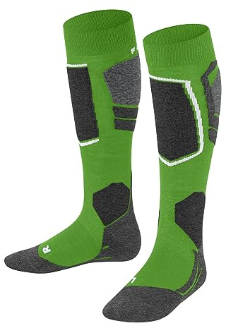 FALKE unisex - barn Skidstrumpor SK4 Advanced K Kh ull funktionsmaterial varm tunn 1 par, Grön Vivid Green 7231, 23-26