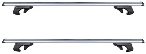 Auto Accessori Lupex - Barre portapacchi portatutto universali da 135 cm per tettuccio auto, con serratura antifurto, per binari rialzati larghezza fino a 120cm - Conf da 2 pezzi, Grigio