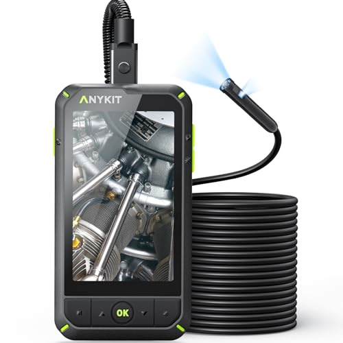 Anykit Dual Lens Borescope,1080P Industrial Endoscope with Light, IP67 Waterproof Inspection Cam, Sewer Camera with 4.0 IPS Screen, Waterproof 16.5ft Snake Camera, 32GB Card