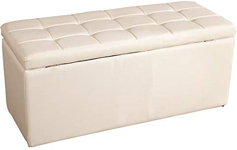 Brandschutz-Klappbank aus Leder zum Wechseln von Schuhen, Sofahocker, niedriger Hocker, Fußhocker für Wohnzimmer, Flur, 120 x 40 x 40 cm (Farbe: Beige)