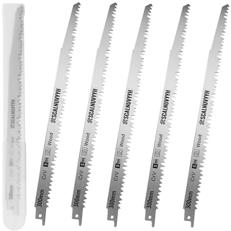 Scalnuvyyh Säbelsägeblätter Holz 300mm, 5TPI Sägeblatt für schnelle Schnitte, Grob- und Nassholz [5 Stück] (CRV)