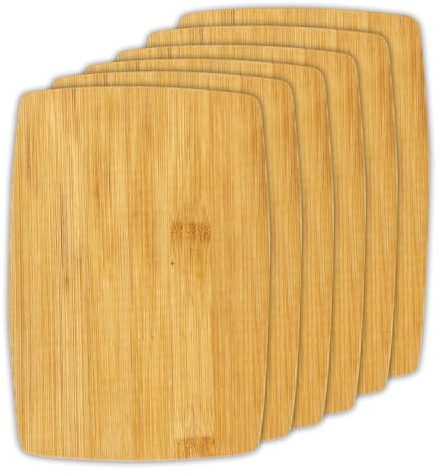 AZKEEGREY 12 Stück Frühstücksbrettchen aus Bambus, 20x14cm Holzbrettchen Küche, Brotzeitbrett Holz, Schneidebrett Holz Set, Jausenbrett