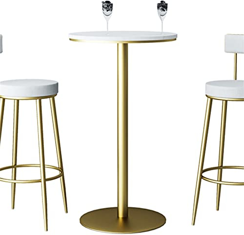 Bistrotisch klassisches Bistro-/Pub-Möbel – runde/quadratische Bistrotische Bar-Theke 544 cm Arbeitsplatte geeignet für Cocktailbar Restaurant Taverne (weißer Marmor Goldener Sockel)