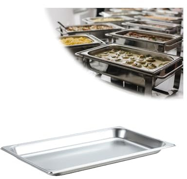 NJDQFA Edelstahl Gastro Behälter GN Spülmaschinenfest,Stapelbar Tief Gastronormbehälter,Mahlzeit Zutatenbehälters,1/1（53 * 32.5cm）,2cm