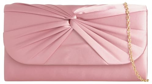 Clutch aus Satin, plissiert, für Braut, Abschlussball, Hochzeit, Abend, Party, Handtasche