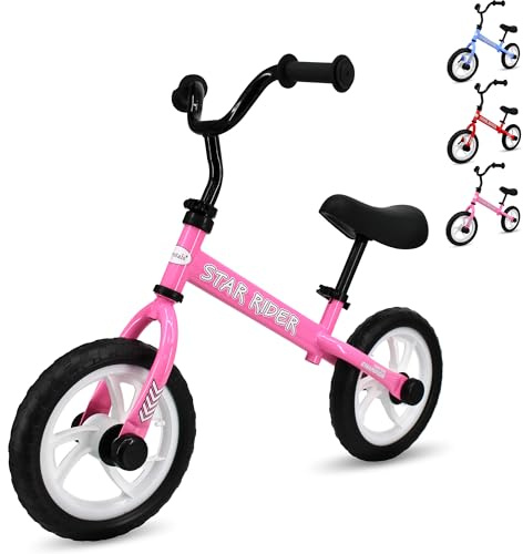Crystals 12” Balance Bike 2+ Year Old Boys and Girls, Bike Training Bicycle for Kids and Toddlers with Adjustable Seat/Handlebar – Lightweight Fun Bike for Outdoor Play (Pink)