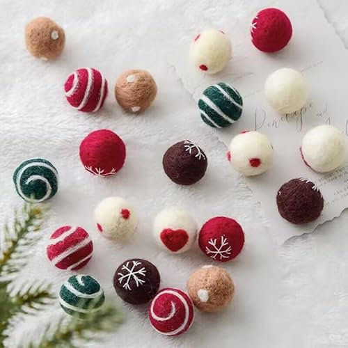 WANYIG 7 Stück Weihnachtsdeko Pompons zum Basteln 3CM Filzkugeln Bunt Pom Poms Pompons Bommel Deko für Weihnachten, Handwerk Herstellung, Lustige DIY Kreative Handwerk (Farbmischung)