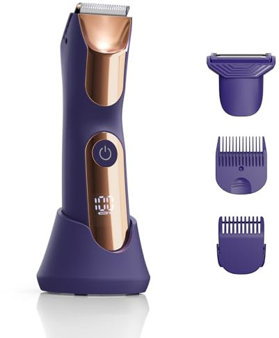 Roleader Afeitadora Corporal Masculina, Depiladora Corporal Hombre con Cuchilla de Reemplazables para Barba, Base de Recarga USB, Impermeable para Pechoy Axilas Piernas y Genitales, Morado