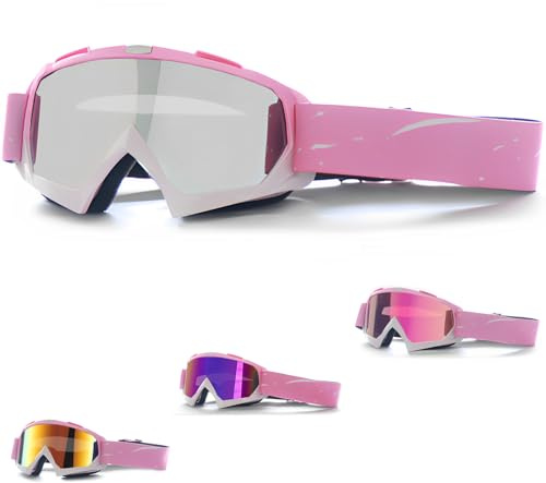 DONGZQAN Skidglasögon dam rosa, skidglasögon glasögonhållare dam, skidglasögon dam unisex skidglasögon Otg med skumstoppning, lämplig för utomhussporter (C)