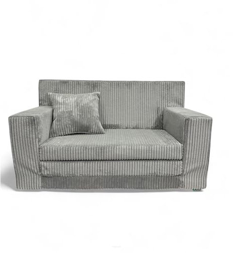 FORTISLINE - Kindersofa ausklappbar 83x47x43cm Oeko-TEX - Spielesofa für Kinder 2in1 - Kindercouch Aufklappen Bettfunktion - Schlafcouch aus Schaumstoff - Kuschel-Cord - Viele Muster (Grau)