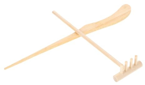 LALAFINA Zen Rake Tool Wood Mini Garden Tool for Zen Desk DIY Craft Garden Decorations