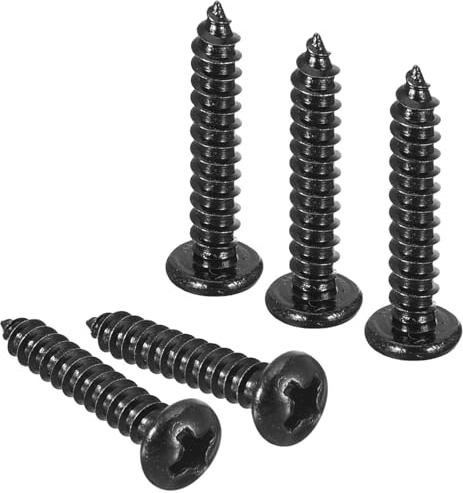 TA-VIGOR 50Pcs Self Tapping Screws, #6 x 3/4 Phillips Pan Head Screw, Round Head Tapping Screws, Stainless Steel Machine Wood Fasteners Bolts for Wood, Drywall, Furniture, Repairing, Black