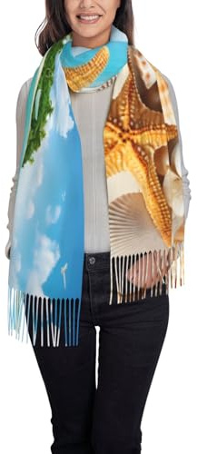 WXWJSHMGC Kaschmirschal mit Muscheldruck, Damenschal, Größe XL, Geschenk für Damen, Schwarz, einzigartiges Etikett, Schwarz , Einheitsgröße