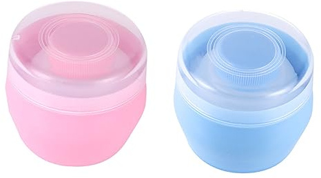 JOINPAYA 2 Stück Babypuder Quastenbehälter mit Puderquasten Kompakte Kunststoff Aufbewahrungsdose für Körperpuder Tragbar und Kinderpflege Praktische Outdoor Puderbox