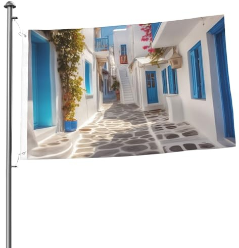 Drapeau de rue de la Grèce 61 x 91 cm Impression double face Drapeau de jardin Drapeau de cour pour l'extérieur Drapeaux de vacances Bannière cadeau avec œillets Toile de fond photo pour décoration