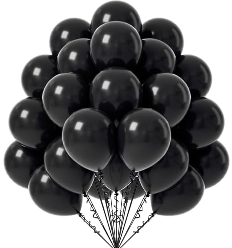 Ovanda 50 Stück Metallic Schwarze Luftballons Geburtstag,12 Zoll Schwarze Ballons,Geburtstag Luftballon Girlande Luftballons Schwarz Luftballons Hochzeit Party Deko Schwarz Casino Deko