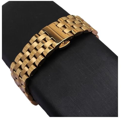 VDFNGFD Compatibile con cinturini for orologi, cinturini for orologi in oro rosa da 16 mm, 18 mm, 19 mm, 20 mm, 22 mm, 24 mm, accessori for orologi da polso da uomo e da donna, estremità curve(Gold,19