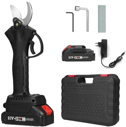 Tijeras Podar Electricas, Podadora eléctrica sin escobillas, 4 engranajes, inalámbrica, recargable, ramas de árboles, herramienta de poda de jardín for huerto, arbusto, poda de ramas(2 batteries)