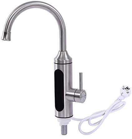 Elektrische Wasserhahn 3000W (nicht notwendig vorheizen),Max. 60 °C, 360° Drehen, Beheizbarer Küchenhahn mit LED Temperaturanzeige integriertem Elektrische armatur aus edelstahl für Küche, Bad