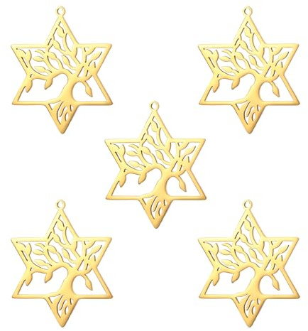 kkjoy 5Pcs Ciondoli di Albero della Vita Fai-da-te per la Creazione di Gioielli e l'Artigianato, Ciondolo in Acciaio Inox per Fare Orecchini Collana (Stile 8)
