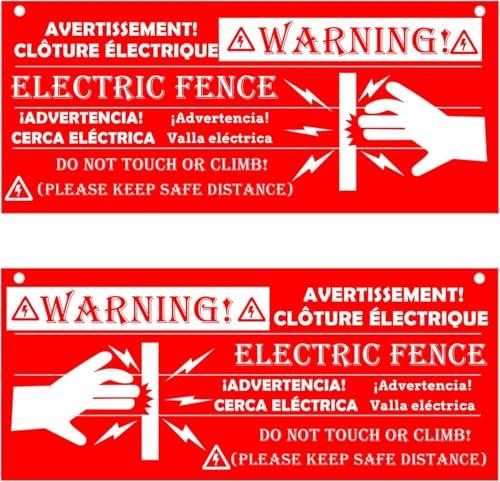 Weidezaungerät Warnschild aus Kunststoff, 25,4 x 10,2 cm, für Elektrozaun, Sicherheitswarnschild für Bauernhof und Haus (rot)