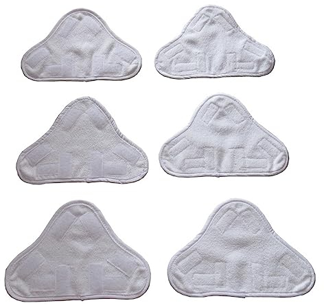 Malayas - 6pcs Home kitchen Accessories Microfibre Washable Cloth Pads,Steam Mop Triangular Floor Washable Replacement Pads,Delta Steam Mops Replacement Cloths,White