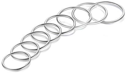 Candyfancy 1,2 MM Vorsteckringe Schmal 925 Sterling Silber Filigraner Schlichte Bandringe Stacking Midi Knuckle Band Knöchelringe Stapelringe Rings 8 Stücke Set Größe 43 (13.7) - 58 (18.5)