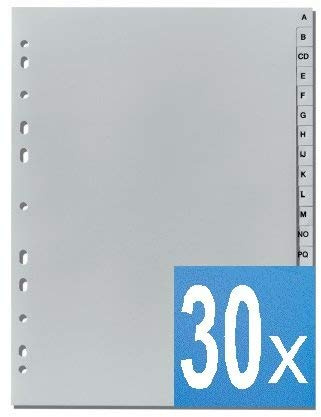 5-Star Buchstabenregister A-Z DIN A4, volle Höhe, grau (30)