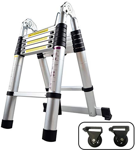 HENGMEI 3.8M Alu Teleskopleiter Klappleiter Stehleiter Schiebeleiter Mehrzweckleiter Leiter Anlegeleiter Aluleiter (3.8M, Klappleiter)