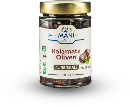 MANI ΜΑΝΙ Kalamata Oliven, al naturale, entkernt, bio, 3er Pack (3 x 175 g)