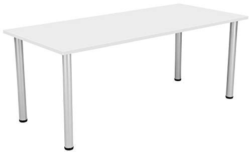 Office Hippo Desk Table, Sturdy & Robust Computer Table, Stylish Work Table For Home Office, Ideal For Canteen or Meeting Room, High Table Desk, 5 Year Guarantee - White