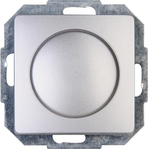 Kopp Paris Universal-Dimmer mit Druck-Wechsel-Schalter für LED, Phasenan- und Phasenabschnitt, LED 3-100 Watt, Glühlampen 10-250 Watt, silber, 846020088