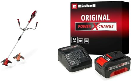 Einhell Cordless Scythe AGILLO 18/200 Power X-Change - Supplied with 4.0Ah Battery and Charger (Lithium-Ion, 18 V, 7500 Min-1, Line with Automatic Jog Line Feed + 3-Tooth Blade, Front Motor)