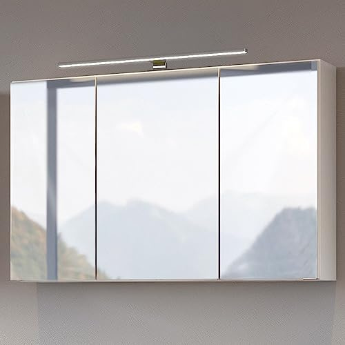 Spiegelschrank LED Beleuchtung 100cm Badmöbel weiß B/H/T: 100/64/20cm