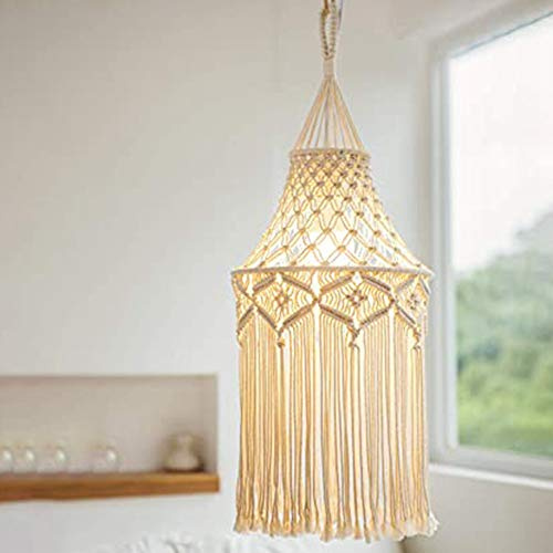 Tiamu Boho Lampenschirm Korb-Lampenschirm für Hängelampe, Makramee Pendelleuchte Abdeckung, Deckenlaternenabdeckung, Laterne Tischleuchte Lampenschirm für Wohnzimmer, Schlafzimmer, Flur