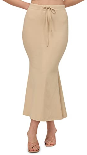 Mehrang Saree Shapewear Petticoat For Women, Cotton Blended,Petticoat,Skirts For Women,Shape Wear Dress For Saree, Beige, S