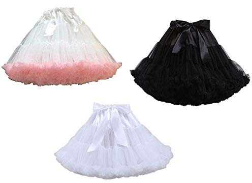 SSDH Femmes Costume Ballet Danse Multi-Layer Puffy Tutu Jupe Petticoat Tulle Jupon (Blanc)