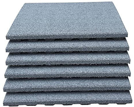LANDGRID 6X Fallschutzmatten 50x50x4cm Grau Spielplatz Gummimatte Kletterturm Schaukel Platten