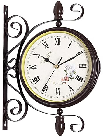 LOVIVER Reloj de Pared de Doble Cara de Estilo Retro, Relojes de Montaje en Pared batería silenciosos para Sala de Estar, hogar, Interior,