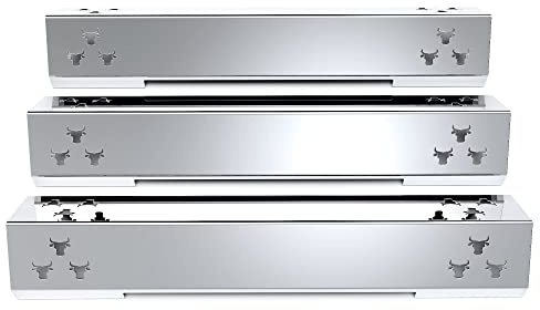 tuning-art GA04 Gasgrill Brennerabdeckung Edelstahl kompatibel mit Burnhard Fred/Big Fred Deluxe | Brennerschutz | Komplettset | Rostfrei | 100% Passgenau | Bullenmotiv, Farbe:3er Set Chrom