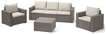 Gartenmöbel aus geflochtenem Harzimitat ALLIBERT mit Couchtisch - 5 Personen - California - Beige