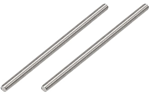 QUARKZMAN M10 x 200mm Vollgewinde Bolzen x 2Stk 304 Edelstahl Stab Stangenbolzen Rechte Handgewinde für Holzbearbeitung [Silberton]