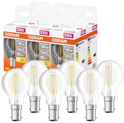 Osram LED Star Classic P40 LED lampe pour la base B15D, forme de goutte, fil, 470 lumens, blanc chaud (2700k), remplacement des ampoules 40W conventionnelles, non dimmables, 6 pack