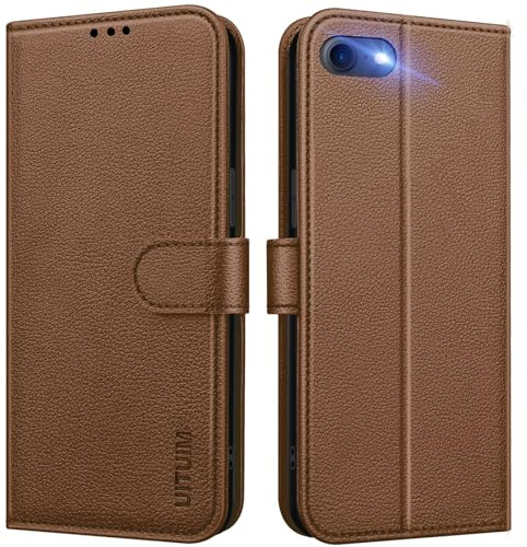 UITUIM Coque pour iPhone SE 2022 / iPhone SE 2020 / iPhone 8/iPhone 7/iPhone 6S/iPhone 6 Coque Etui Portefeuille Cuir avec Rabat Porte Carte Clapet Flip Case Étui Housse Coque de Protection,Marron